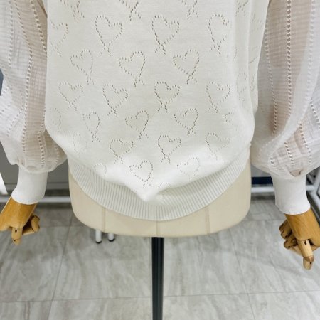 진주 넥 블라우스 배색 니트