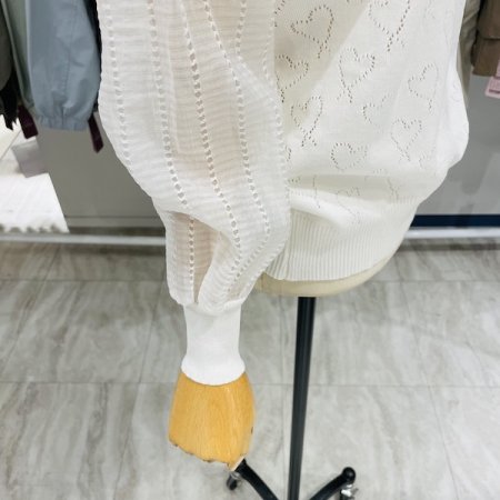 진주 넥 블라우스 배색 니트