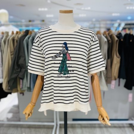 가로 스트라이프 워킹 티셔츠