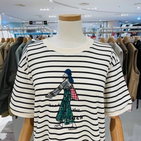 가로 스트라이프 워킹 티셔츠