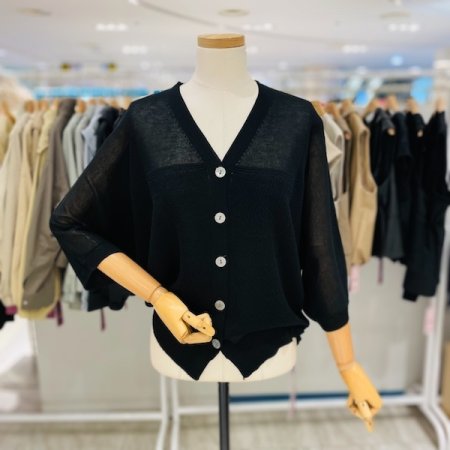 브이넥 자개퍼튼 니트 가디건