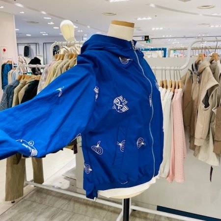 자수 후드 언발 점퍼