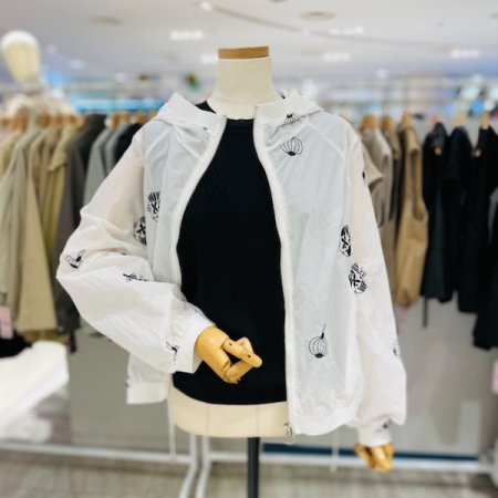 자수 후드 언발 점퍼