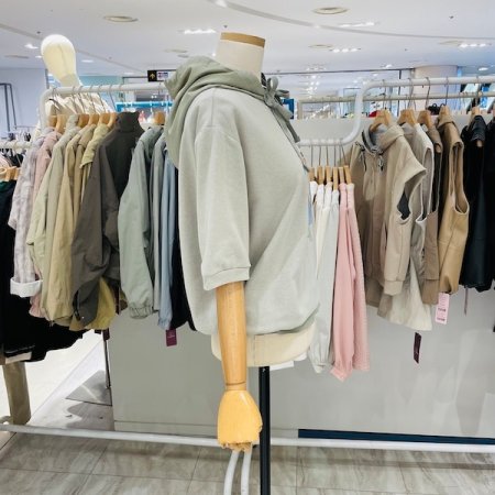 밑단 스트링 패션 후드티셔츠