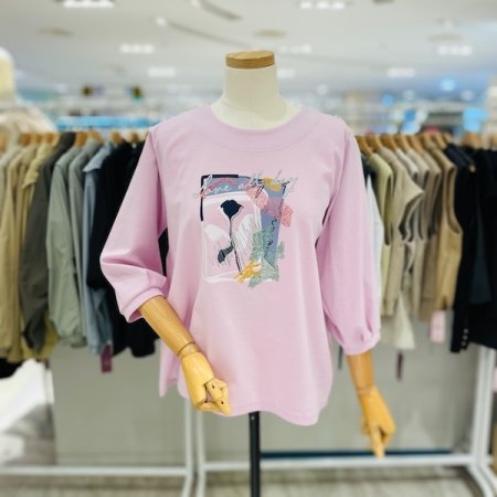 7부소매 로즈 프레임 티셔츠