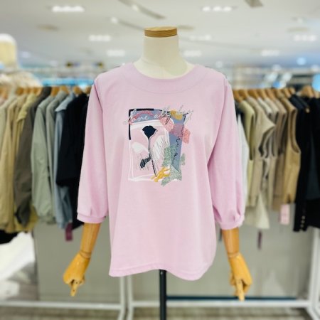 7부소매 로즈 프레임 티셔츠