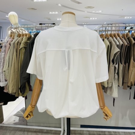 포켓 비즈 면 티셔츠