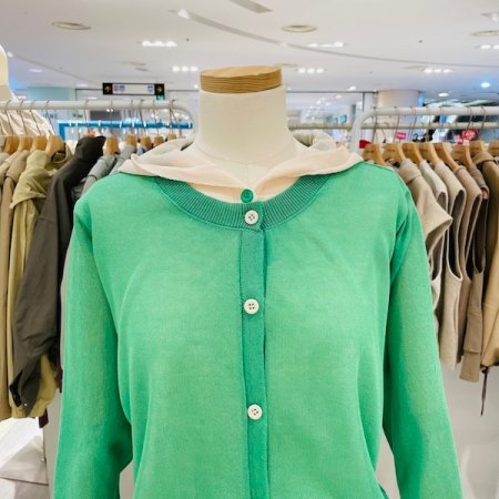 후드 니트 배색 가디건