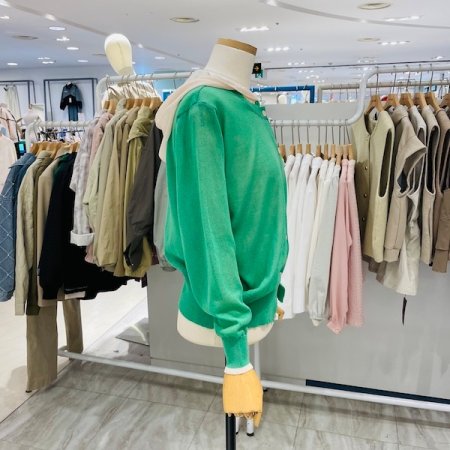 후드 니트 배색 가디건