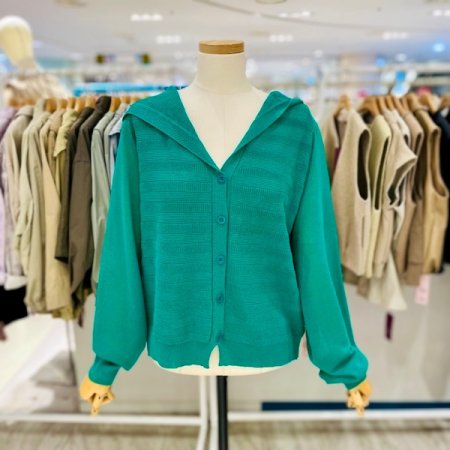 가로줄 후드 가디건