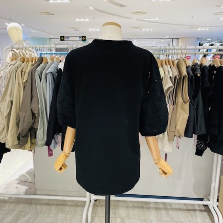 소매 레이스 하트 티셔츠