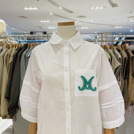 하트 자수 7부 소매 셔츠