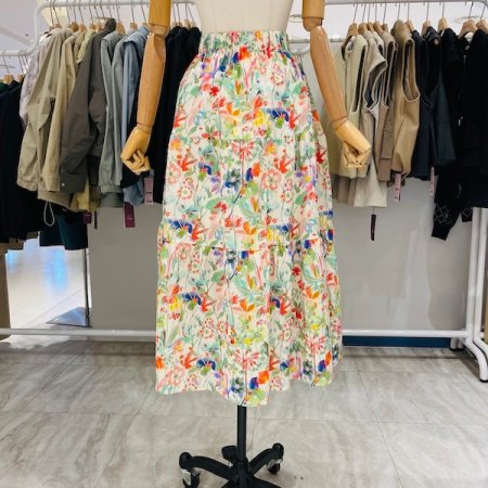 물감 나염 티어드 스커트