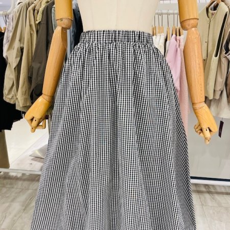 고방 체크 벌룬 스커트