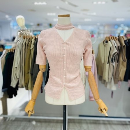 초커 진주 반팔 니트