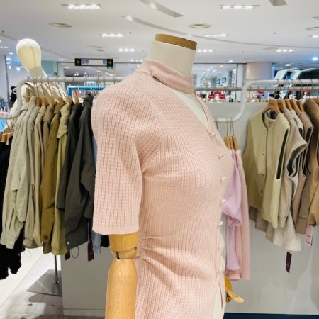 초커 진주 반팔 니트