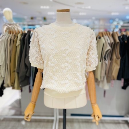 잔꽃 소매 시스루 니트