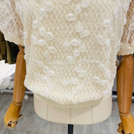 잔꽃 소매 시스루 니트