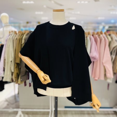 판초 니트 믹스 가디건