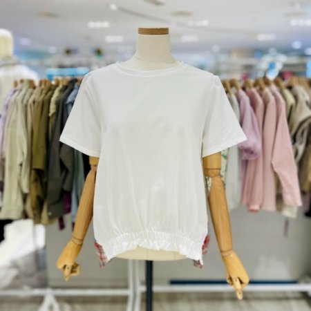 체크 뒷단추 티셔츠