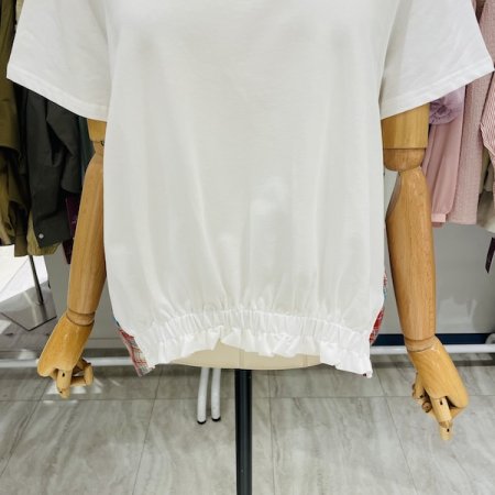 체크 뒷단추 티셔츠