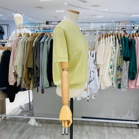 스팽글 라운드 반팔 니트