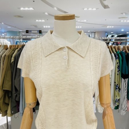 스카시 캡소매 카라 니트