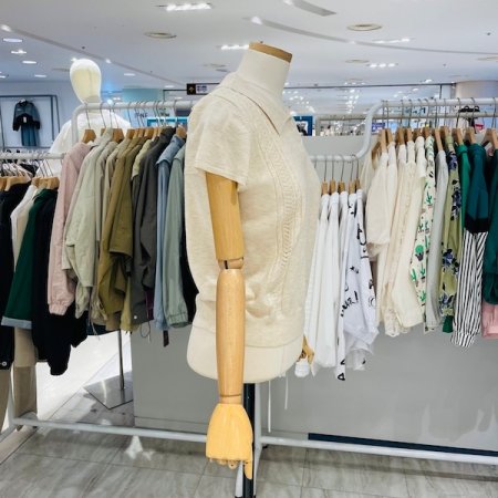 스카시 캡소매 카라 니트