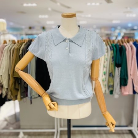 스카시 캡소매 카라 니트