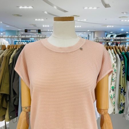 직선 캡소매 니트