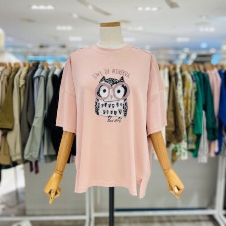 사선 밑트임 티셔츠