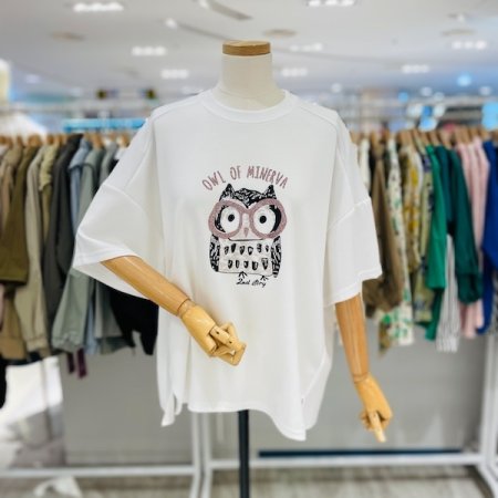 사선 밑트임 티셔츠