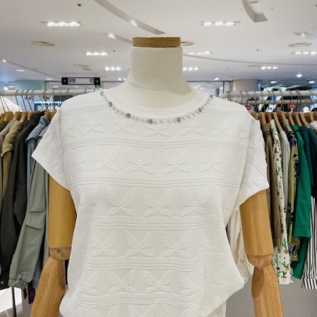 넥진주 가오리 캡소매 니트