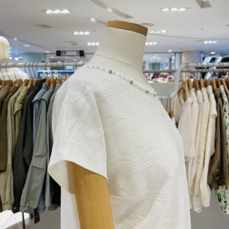 넥진주 가오리 캡소매 니트