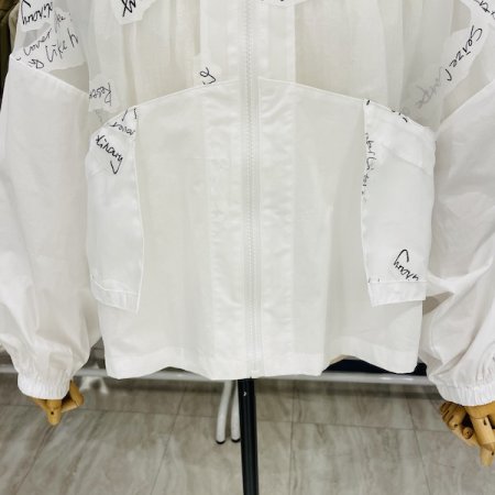 레터링 시스루 후드 점퍼