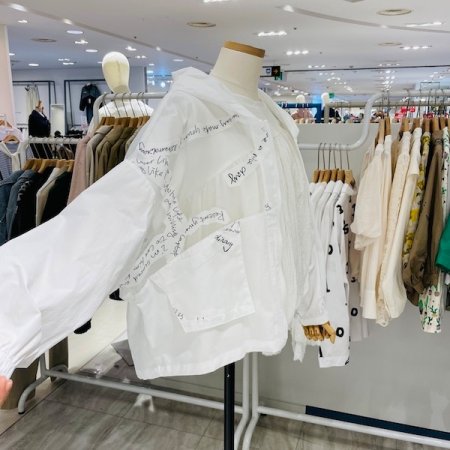 레터링 시스루 후드 점퍼