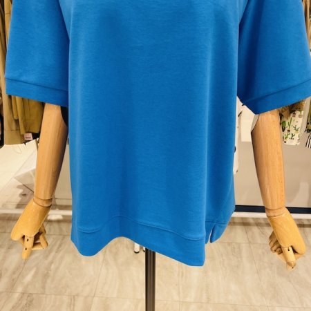 은사 사선 트임 반팔 티셔츠