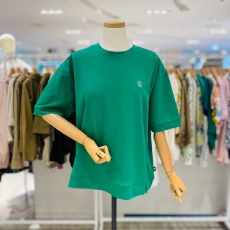 은사 사선 트임 반팔 티셔츠