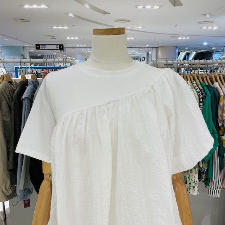 벌룬 반팔 블라우스