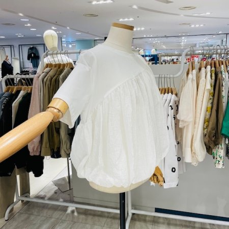 벌룬 반팔 블라우스