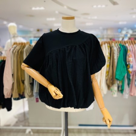 벌룬 반팔 블라우스