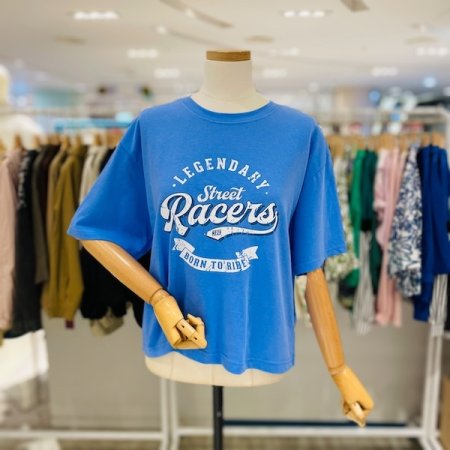 레이서 빈티지 크롭 티셔츠