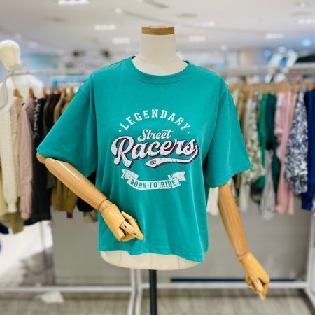 레이서 빈티지 크롭 티셔츠