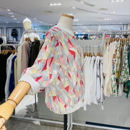 플리츠 배색 크리스탈 블라우스