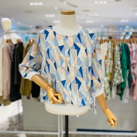 플리츠 배색 크리스탈 블라우스