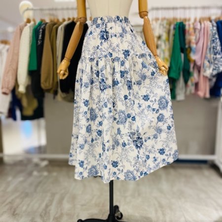 플라워 나염 밴딩 스커트