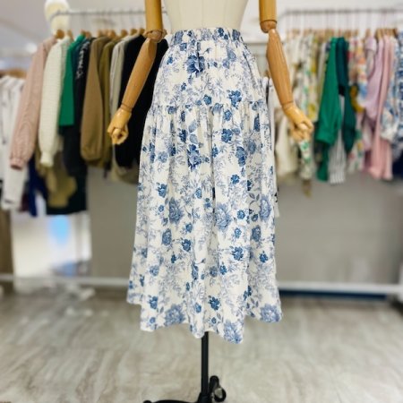 플라워 나염 밴딩 스커트