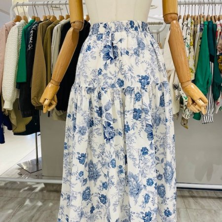 플라워 나염 밴딩 스커트