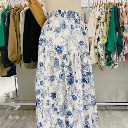 플라워 나염 밴딩 스커트