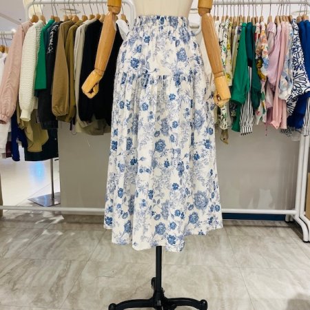 플라워 나염 밴딩 스커트